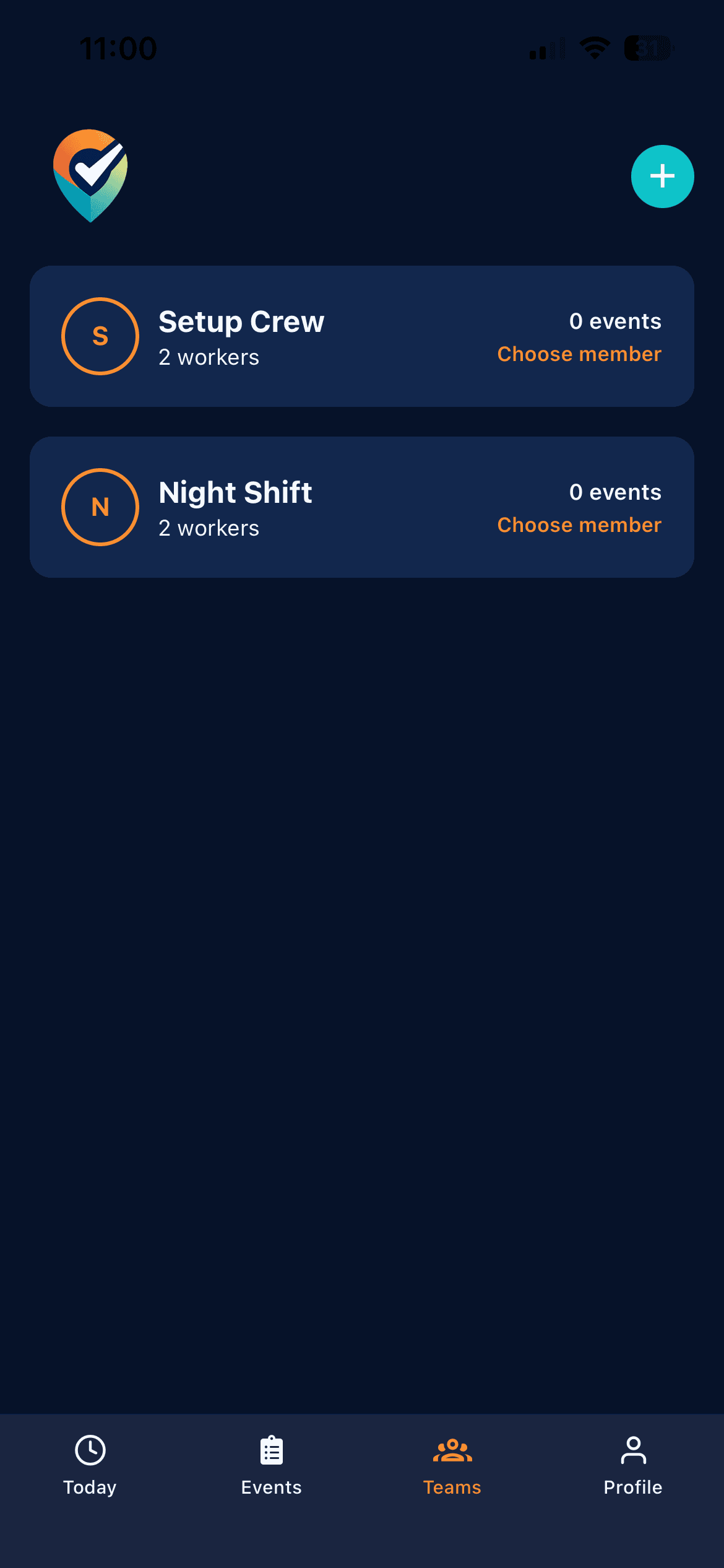Dispatch mobile event staffing dashboard beside the alpha form